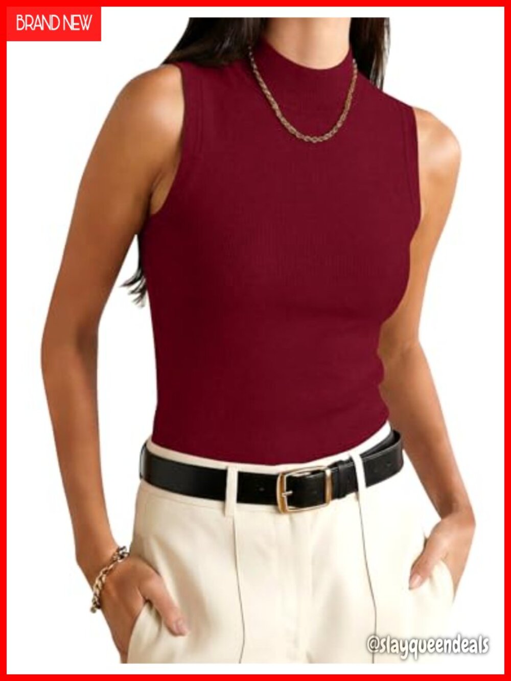 Wool Blend Sweater Vest Mock Neck Sleeveless Tank Top Business Casual